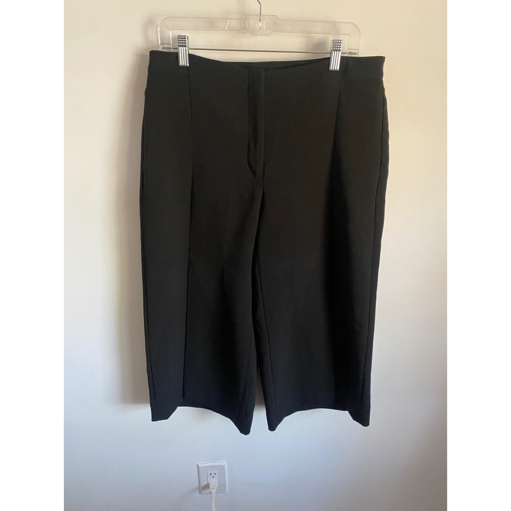 White House Black Market Black Wide Leg Crop Trousers Pants Size 10R